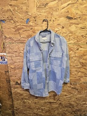 Patchwork Light Blue Denim Shirt Jacket